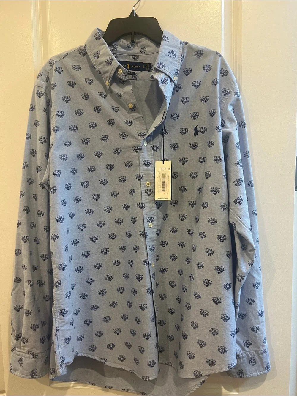 Polo by Ralph Lauren Light Blue Tiger Micro Printed Button-Down Oxford  Shirt